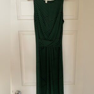 Ann Taylor Black and Green Striped Maxi Dress